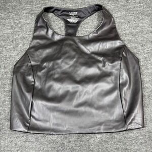 NWT Tahari Sport Faux Leather Racerback Tank Top Black Size‎ 1X Athletic Workout